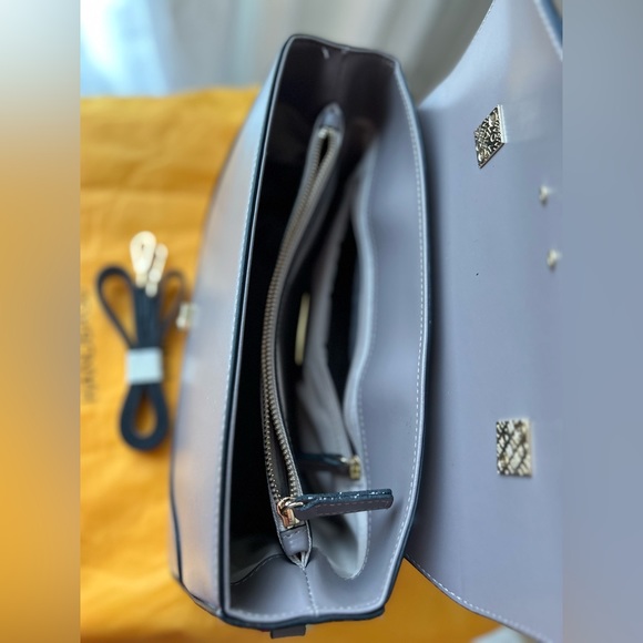 Valentino V Leather Satchel Handbag Purse Beige/Taupe Gaelle by Mario Valentino - Picture 8 of 11